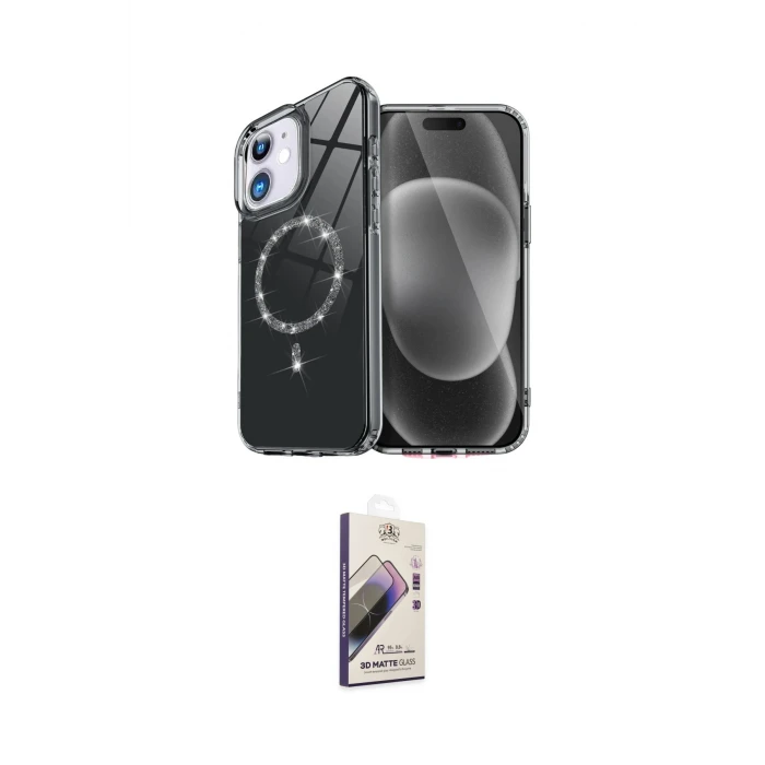 ieg™ iPhone 11 Kılıf Kıvılcım Form Prime - Siyah Bilvis 3D Mat Cam Ekran Koruyucu