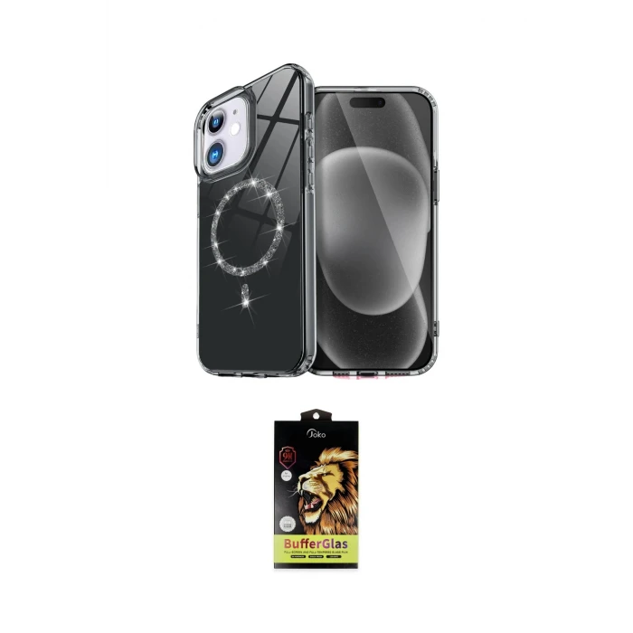 ieg™ iPhone 11 Kılıf Kıvılcım Form Prime - Siyah Buffer Cam Ekran Koruyucu