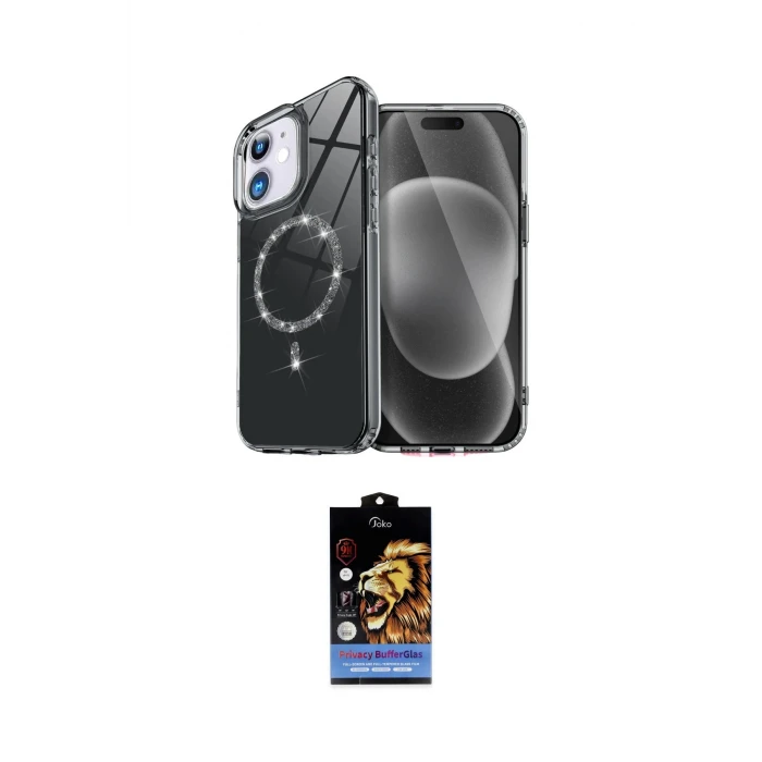 ieg™ iPhone 11 Kılıf Kıvılcım Form Prime - Siyah Buffer Hayalet Cam Ekran Koruyucu