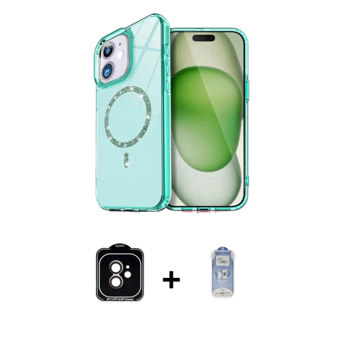 ieg™ iPhone 11 Kılıf Kıvılcım Form Prime - Siyah Joko Magic 5D Cam + PVD Metal Kamera Lens - TU