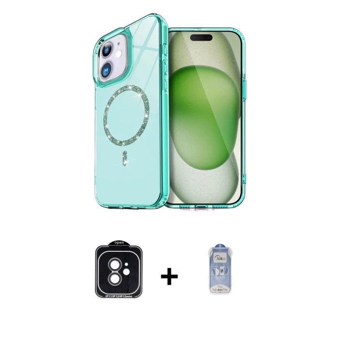 ieg™ iPhone 11 Kılıf Kıvılcım Form Prime - Siyah Joko Magic 5D Cam + Siyah PVD Metal Kamera Lens