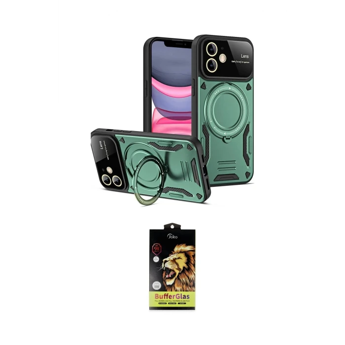 ieg™ iPhone 11 Kılıf Kıvılcım Modern Serisi - Siyah Buffer Cam Ekran Koruyucu