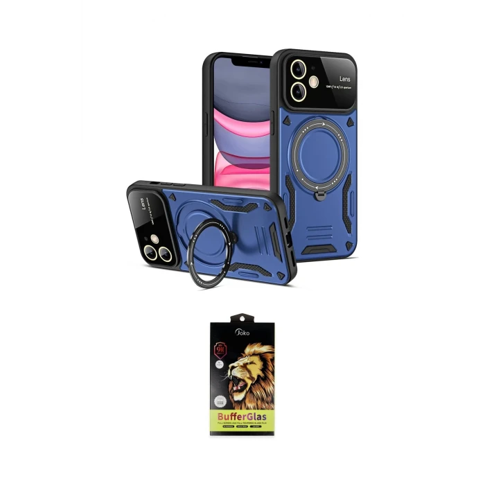 ieg™ iPhone 11 Kılıf Kıvılcım Modern Serisi - Siyah Buffer Cam Ekran Koruyucu