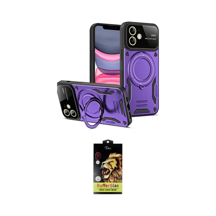 ieg™ iPhone 11 Kılıf Kıvılcım Modern Serisi - Siyah Buffer Cam Ekran Koruyucu