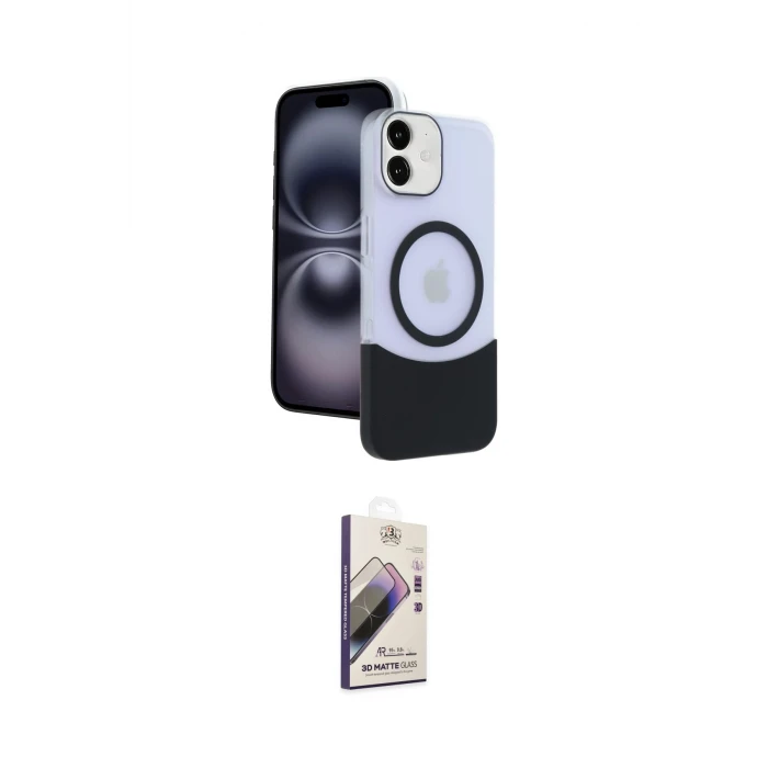 ieg™ iPhone 11 Kılıf Kozmos Form Özel Seri - Siyah Bilvis 3D Mat Cam Ekran Koruyucu