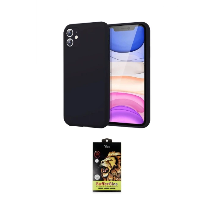 ieg™ iPhone 11 Kılıf Kozmos Yansıma Özel Seri - Siyah Buffer Cam Ekran Koruyucu