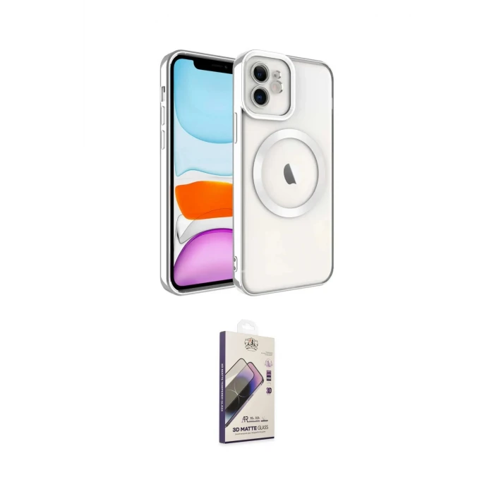 ieg™ iPhone 11 Kılıf Nova Işık Özel Seri - Siyah Bilvis 3D Mat Cam Ekran Koruyucu