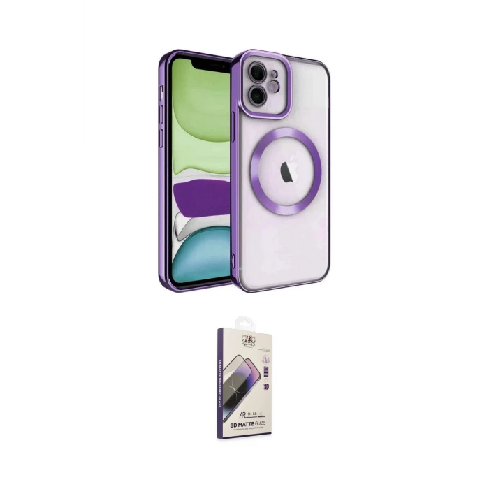 ieg™ iPhone 11 Kılıf Nova Işık Özel Seri - Siyah Bilvis 3D Mat Cam Ekran Koruyucu
