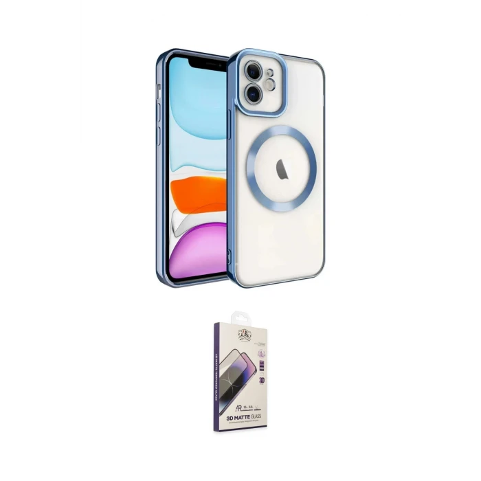 ieg™ iPhone 11 Kılıf Nova Işık Özel Seri - Siyah Bilvis 3D Mat Cam Ekran Koruyucu