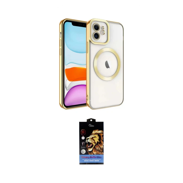 ieg™ iPhone 11 Kılıf Nova Işık Özel Seri - Siyah Buffer Hayalet Cam Ekran Koruyucu
