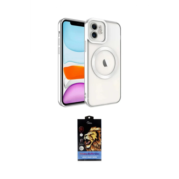 ieg™ iPhone 11 Kılıf Nova Işık Özel Seri - Siyah Buffer Hayalet Cam Ekran Koruyucu
