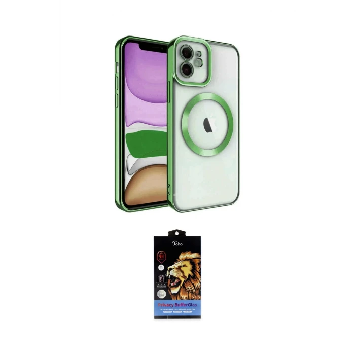 ieg™ iPhone 11 Kılıf Nova Işık Özel Seri - Siyah Buffer Hayalet Cam Ekran Koruyucu