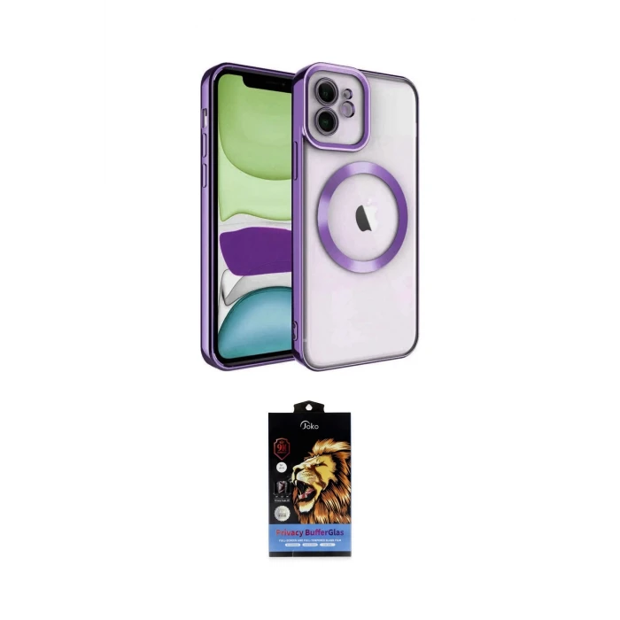 ieg™ iPhone 11 Kılıf Nova Işık Özel Seri - Siyah Buffer Hayalet Cam Ekran Koruyucu