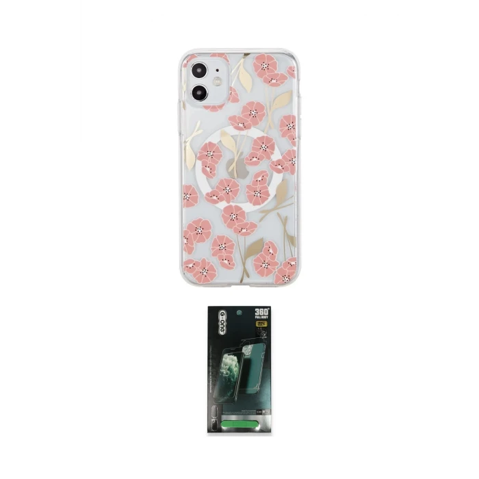 ieg™ iPhone 11 Kılıf Pusula Form - Şeffaf 360 Full Body Arka Koruyucu