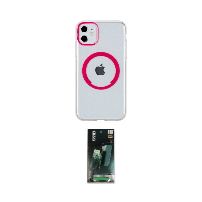 ieg™ iPhone 11 Kılıf Pusula Form - Şeffaf 360 Full Body Arka Koruyucu