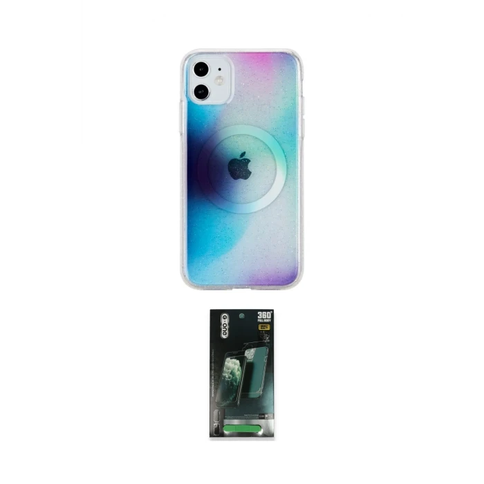 ieg™ iPhone 11 Kılıf Pusula Form - Şeffaf 360 Full Body Arka Koruyucu