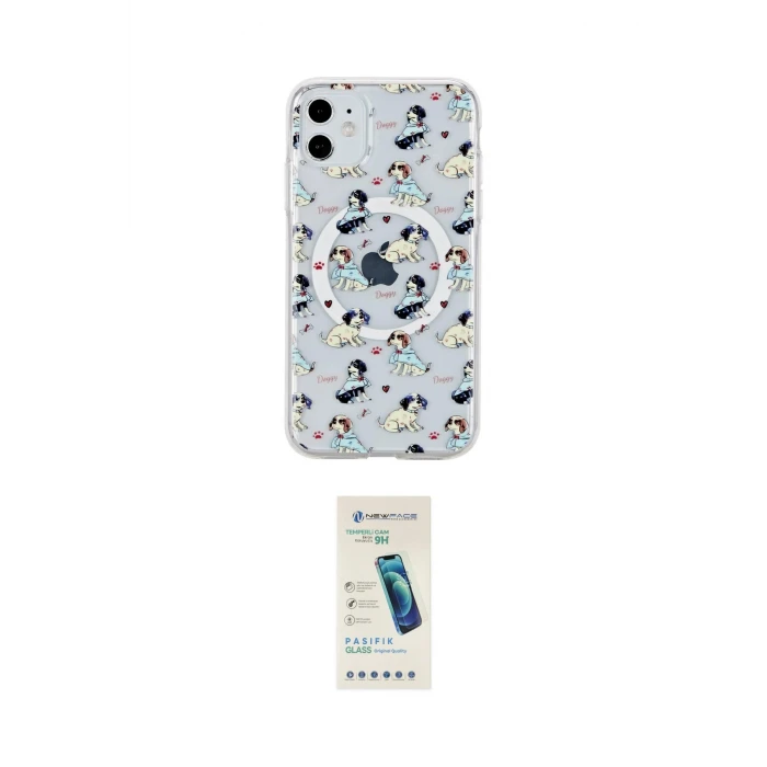 ieg™ iPhone 11 Kılıf Pusula Form - Şeffaf Pasifik Cam Ekran Koruyucu