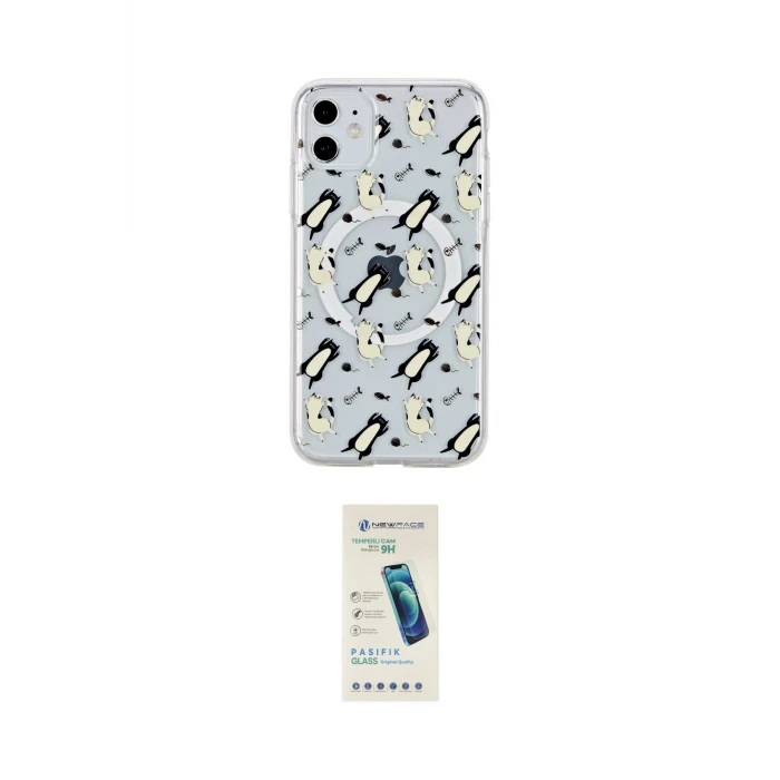 ieg™ iPhone 11 Kılıf Pusula Form - Şeffaf Pasifik Cam Ekran Koruyucu