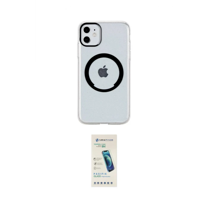 ieg™ iPhone 11 Kılıf Pusula Form - Şeffaf Pasifik Cam Ekran Koruyucu