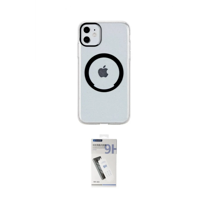 ieg™ iPhone 11 Kılıf Pusula Form - Şeffaf Uv Polymer Nano Ekran Koruyucu