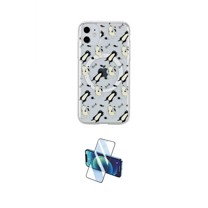 ieg™ iPhone 11 Kılıf Pusula Form - Siyah 3D Antistatik Seramik Nano Ekran Koruyucu