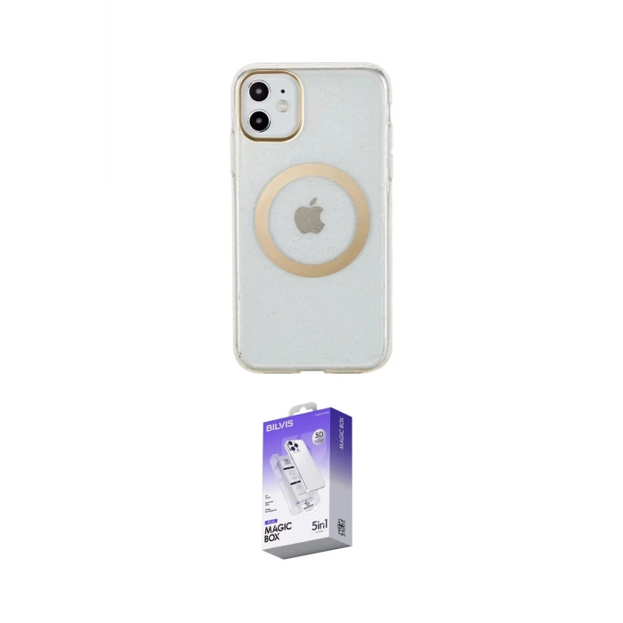 ieg™ iPhone 11 Kılıf Pusula Form - Siyah Bilvis 5in1 3D Magic Cam Ekran Koruyucu