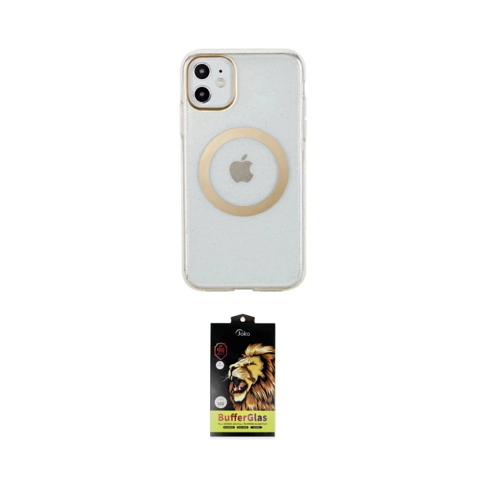 ieg™ iPhone 11 Kılıf Pusula Form - Siyah Buffer Cam Ekran Koruyucu