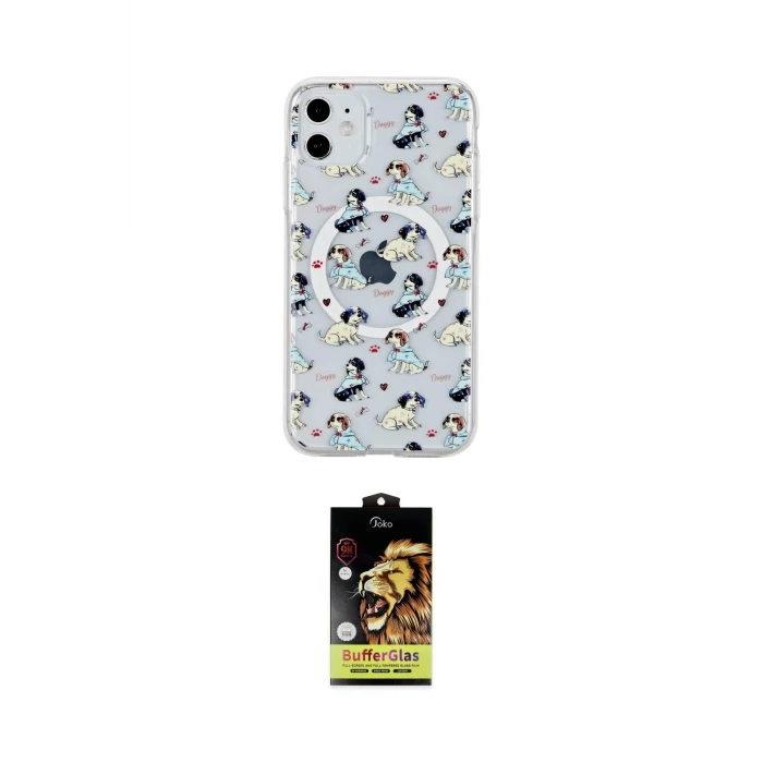 ieg™ iPhone 11 Kılıf Pusula Form - Siyah Buffer Cam Ekran Koruyucu