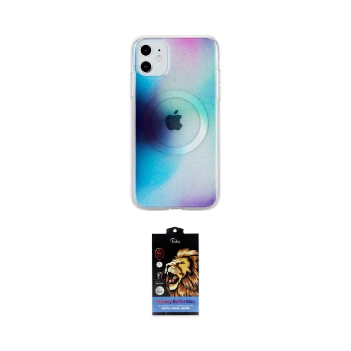 ieg™ iPhone 11 Kılıf Pusula Form - Siyah Buffer Hayalet Cam Ekran Koruyucu
