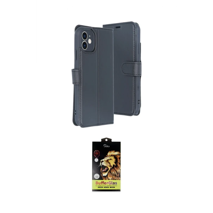 ieg™ iPhone 11 Kılıf Siluet Işık Serisi - Siyah Buffer Cam Ekran Koruyucu