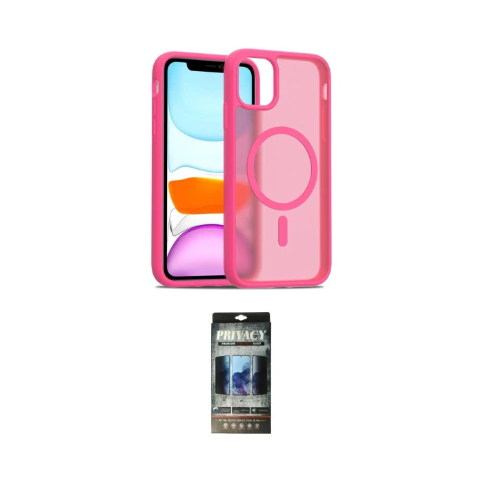 ieg™ iPhone 11 Kılıf Siluet Minimal Prime - Siyah 34D Hayalet Izgaralı Cam