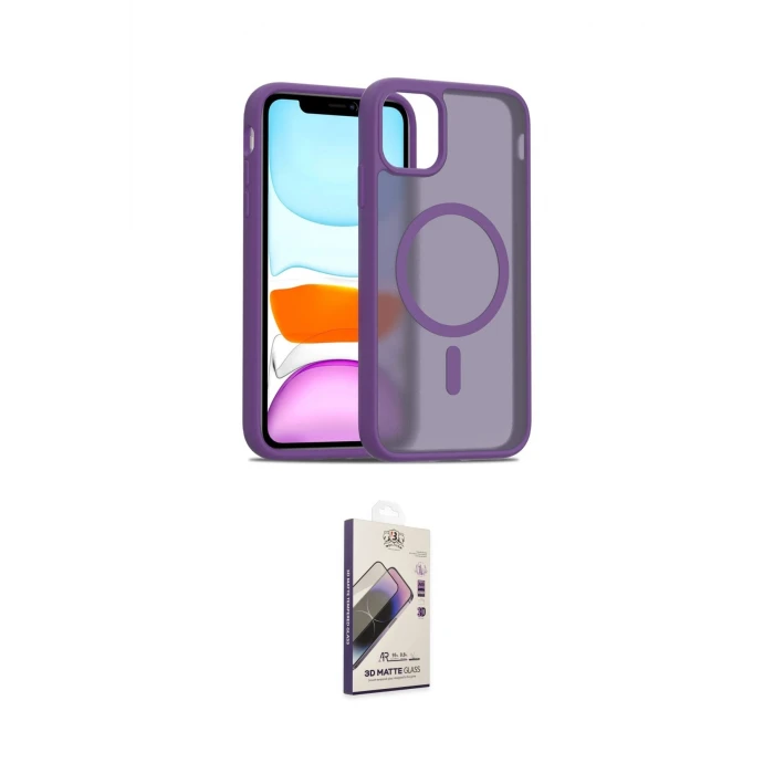 ieg™ iPhone 11 Kılıf Siluet Minimal Prime - Siyah Bilvis 3D Mat Cam Ekran Koruyucu