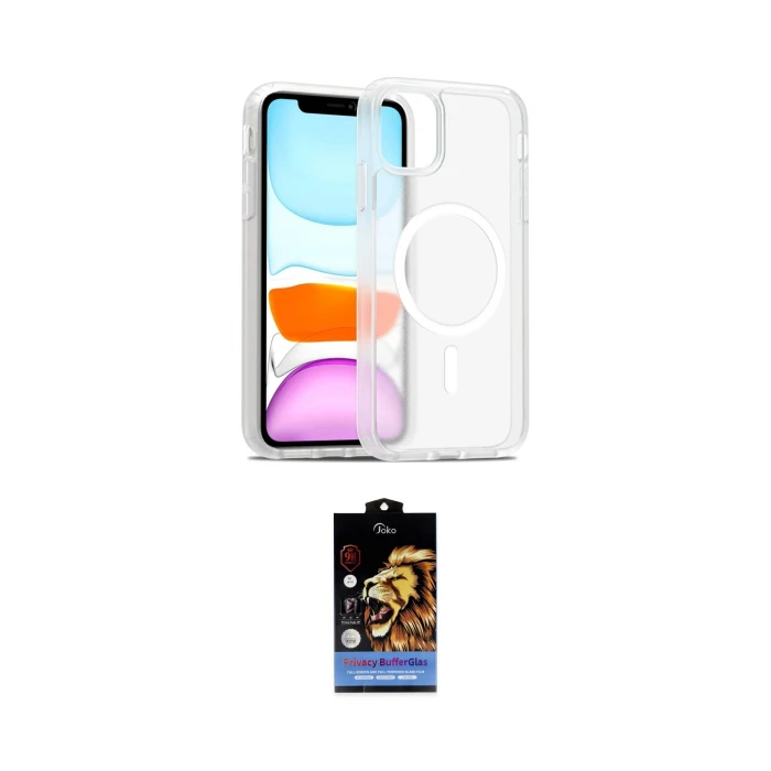 ieg™ iPhone 11 Kılıf Siluet Minimal Prime - Siyah Buffer Hayalet Cam Ekran Koruyucu