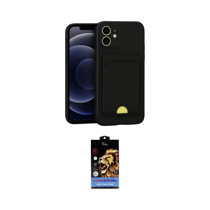 ieg™ iPhone 11 Kılıf Vadi Çizgi Prime - Siyah Buffer Hayalet Cam Ekran Koruyucu