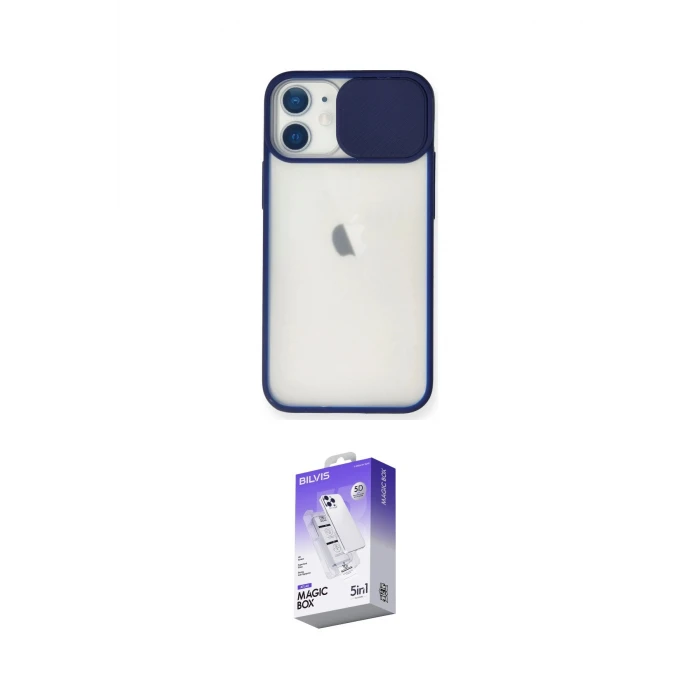 ieg™ iPhone 11 Kılıf Vadi Çizgi - Siyah Bilvis 5in1 3D Magic Cam Ekran Koruyucu