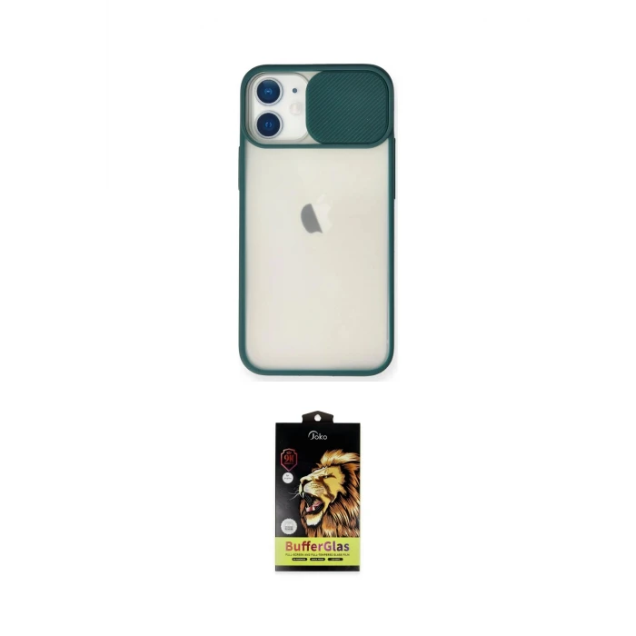 ieg™ iPhone 11 Kılıf Vadi Çizgi - Siyah Buffer Cam Ekran Koruyucu