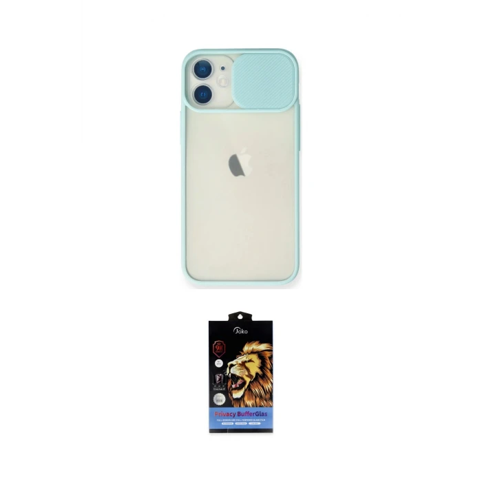 ieg™ iPhone 11 Kılıf Vadi Çizgi - Siyah Buffer Hayalet Cam Ekran Koruyucu