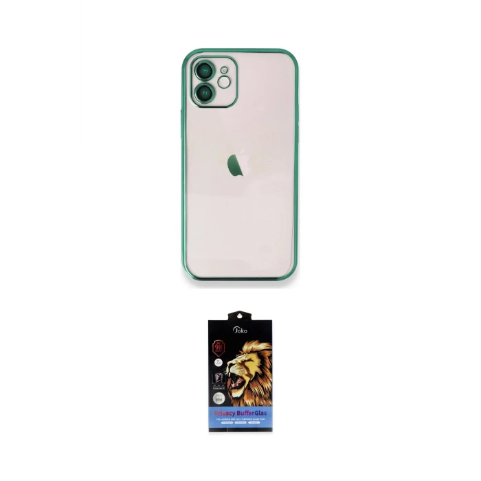 ieg™ iPhone 11 Kılıf Vadi Minimal - Siyah Buffer Hayalet Cam Ekran Koruyucu