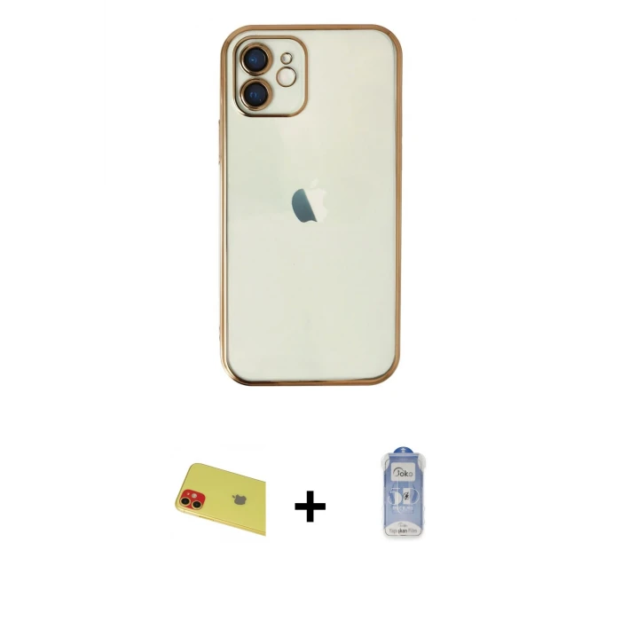 ieg™ iPhone 11 Kılıf Vadi Minimal - Siyah Joko Magic 5D Cam + Rainbow Kamera Lens Koruma Cam - KI