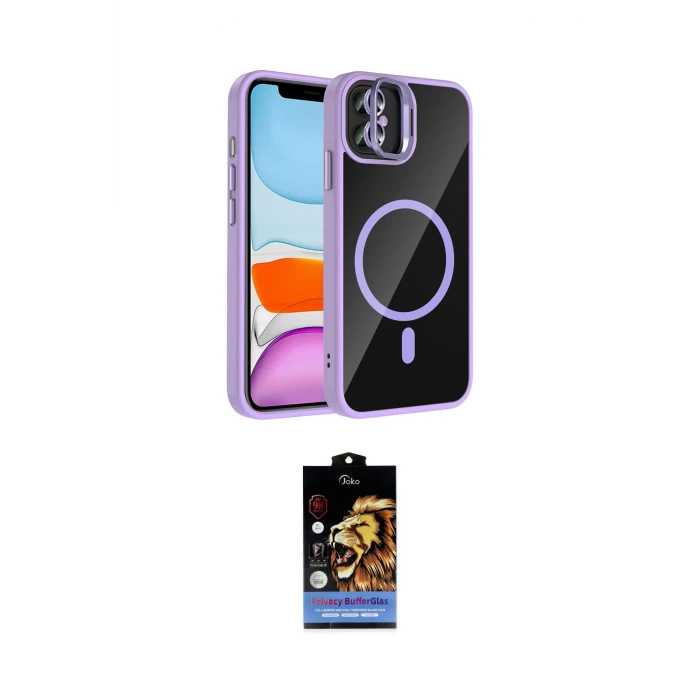 ieg™ iPhone 11 Kılıf Yadigar Asil Koleksiyonu - Siyah Buffer Hayalet Cam Ekran Koruyucu