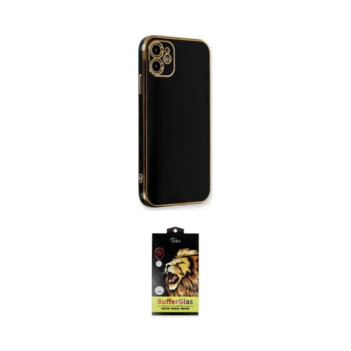 ieg™ iPhone 11 Kılıf Yankı Serisi - Siyah Buffer Cam Ekran Koruyucu