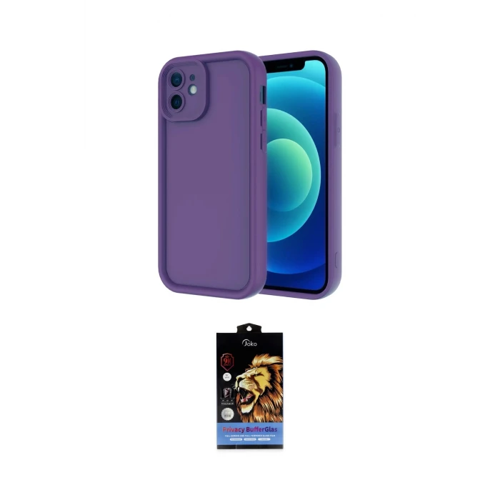 ieg™ iPhone 11 Kılıf Yankı Yansıma Özel Seri - Siyah Buffer Hayalet Cam Ekran Koruyucu