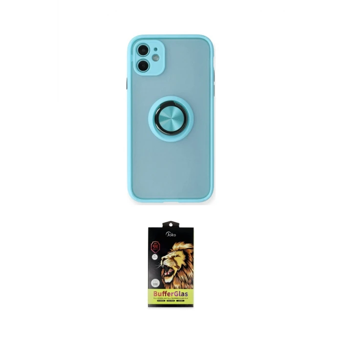 ieg™ iPhone 11 Kılıf Yörünge Çizgi - Siyah Buffer Cam Ekran Koruyucu