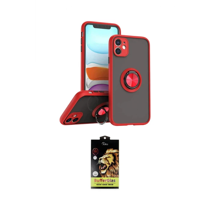 ieg™ iPhone 11 Kılıf Yörünge Çizgi - Siyah Buffer Cam Ekran Koruyucu