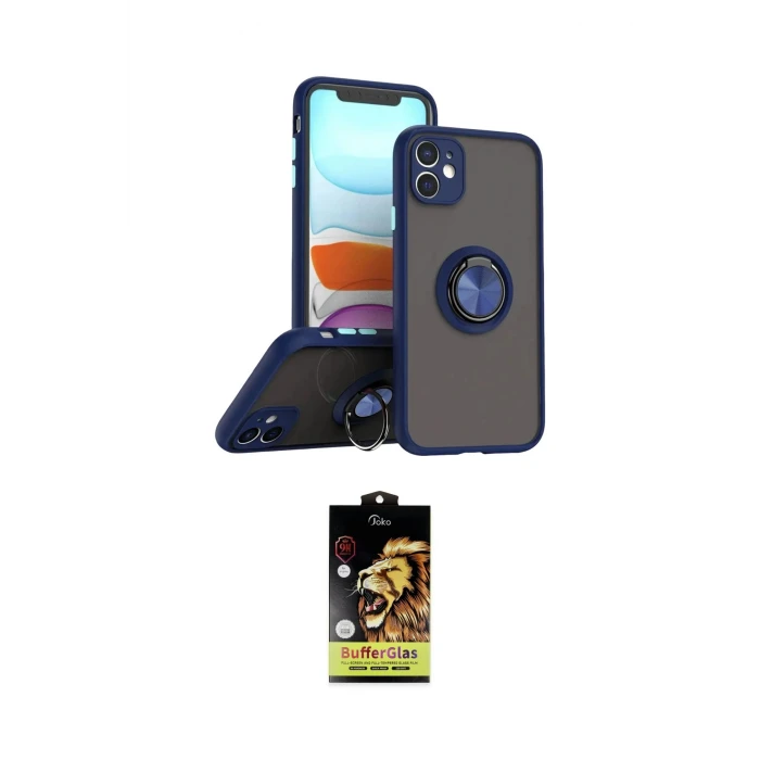 ieg™ iPhone 11 Kılıf Yörünge Çizgi - Siyah Buffer Cam Ekran Koruyucu