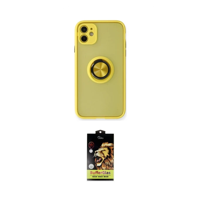 ieg™ iPhone 11 Kılıf Yörünge Çizgi - Siyah Buffer Cam Ekran Koruyucu