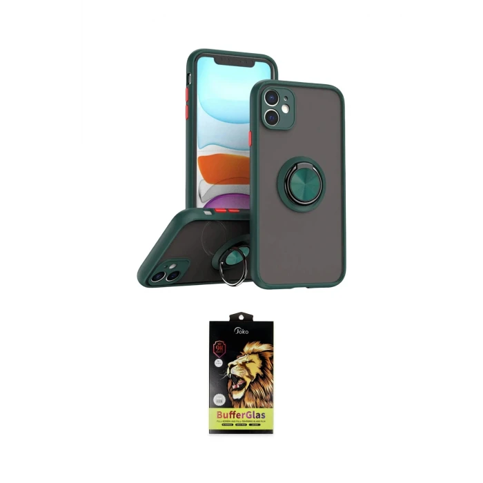 ieg™ iPhone 11 Kılıf Yörünge Çizgi - Siyah Buffer Cam Ekran Koruyucu