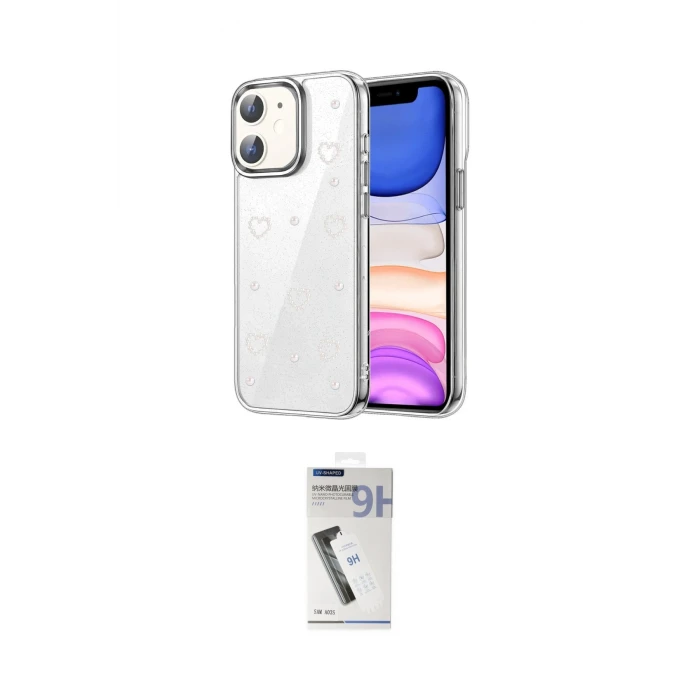 ieg™ iPhone 11 Kılıf Yörünge Form - Şeffaf Uv Polymer Nano Ekran Koruyucu