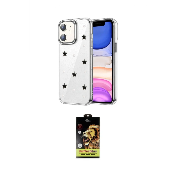 ieg™ iPhone 11 Kılıf Yörünge Form - Siyah Buffer Cam Ekran Koruyucu
