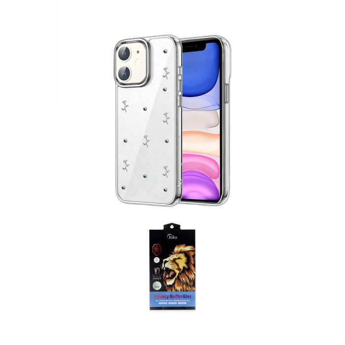 ieg™ iPhone 11 Kılıf Yörünge Form - Siyah Buffer Hayalet Cam Ekran Koruyucu
